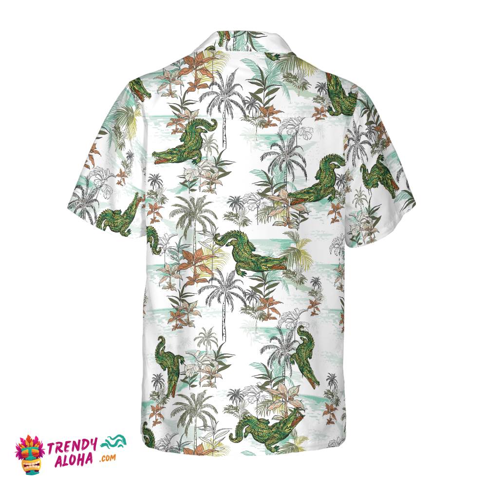 Alligator Seamless Pattern Shirt For Men Hawaiian Shirt