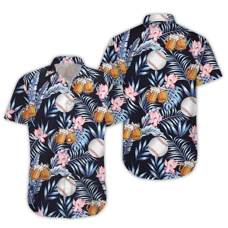 Aloha Baseball And Barley Drink Tropical Hawaii Shirts, Gifts For Baseball Players