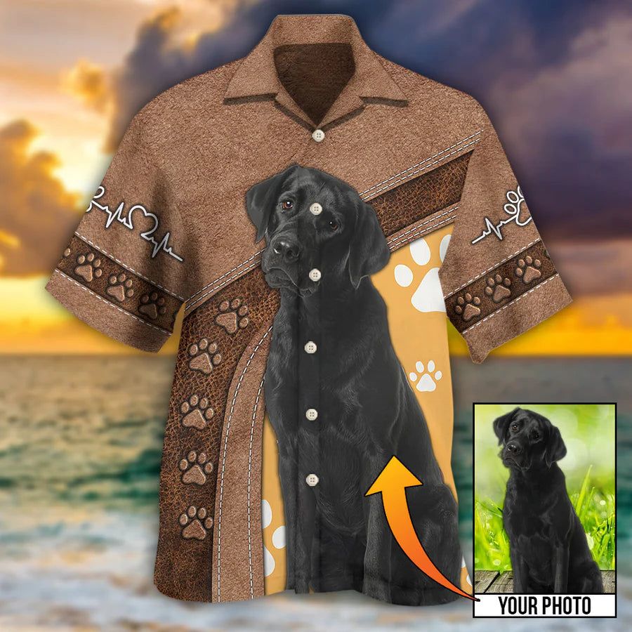 Aloha Pet Prints: Custom Photo Hawaiian Shirt with Dog Paw Design