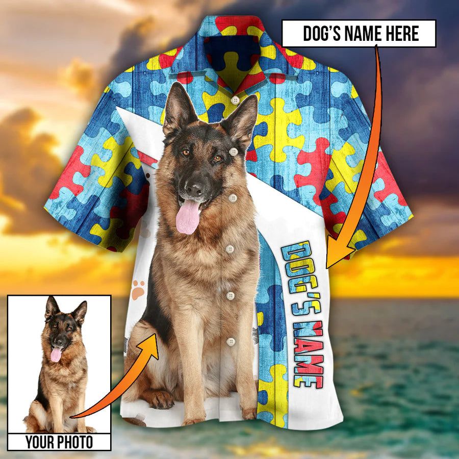 Aloha Shepherd: Custom Photo Hawaiian Shirt for German Shepherd Lovers