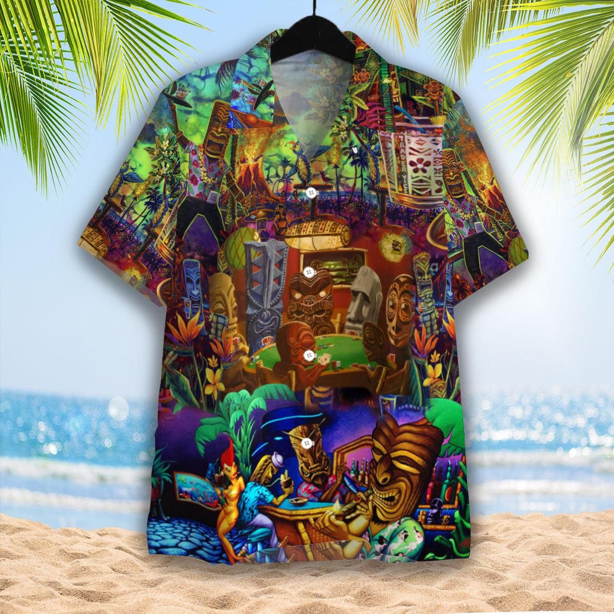 Aloha Tiki Playing Card Trendy Hawaiian Shirt Aloha Tiki Playing Card Trendy Hawaiian Shirt