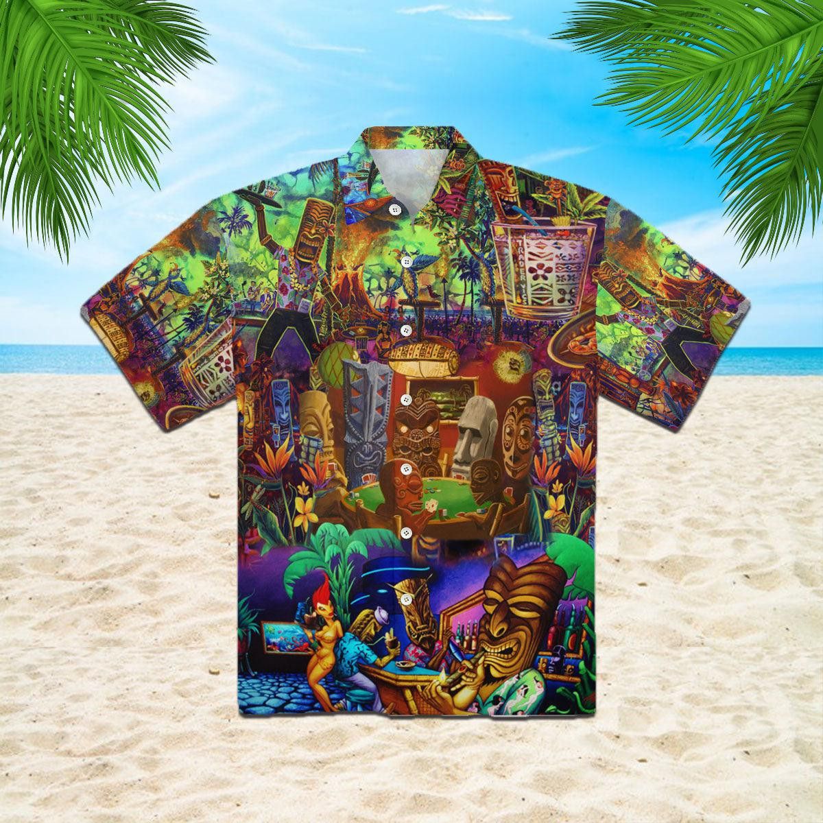 Aloha Tiki Playing Card Trendy Hawaiian Shirt