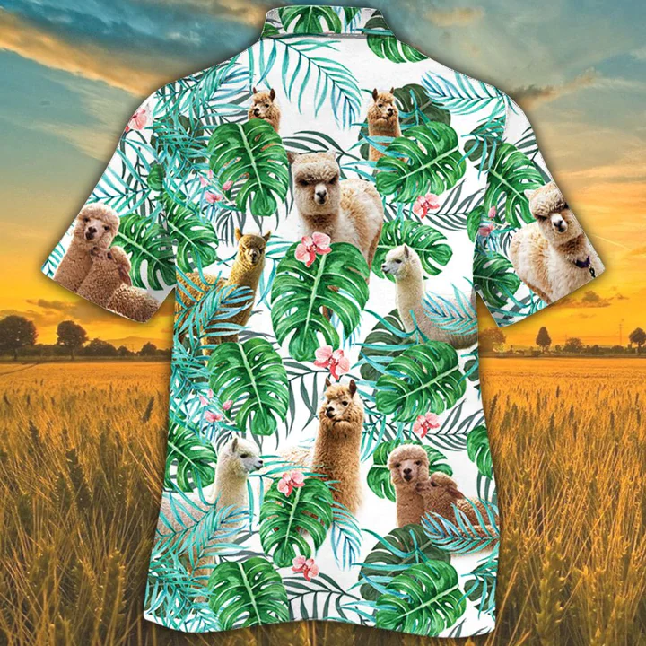 Alpaca Lovers Tropical Plant Trendy Hawaiian Shirt, Alpaca Trendy Hawaiian Shirt, Trendy Hawaiian Shirts For Men, Women