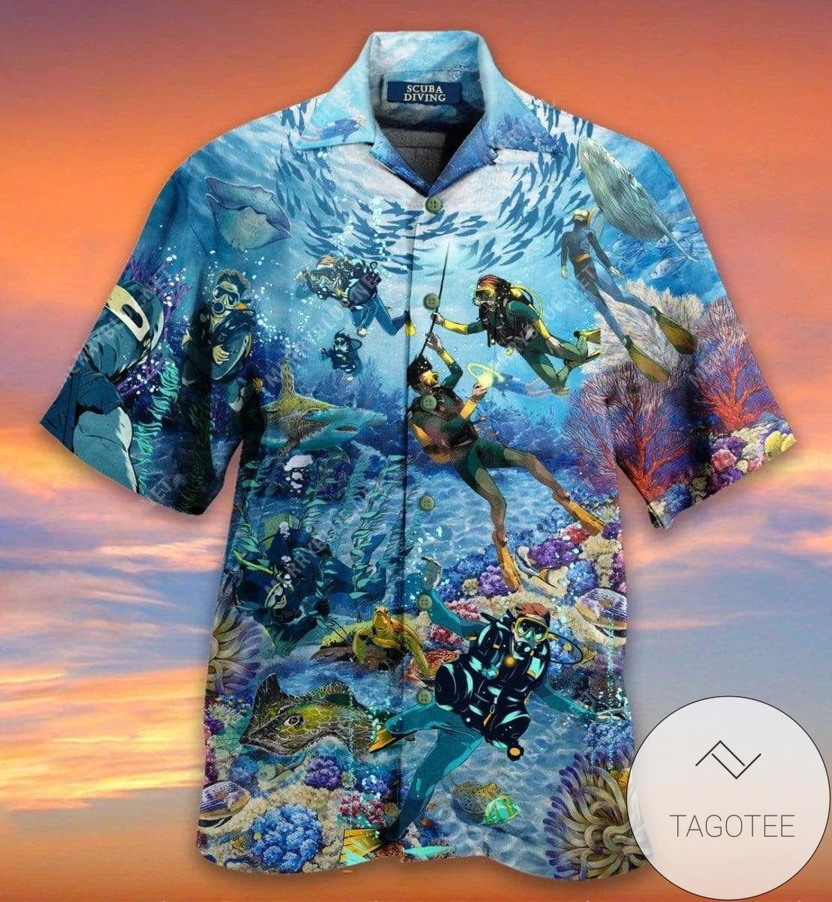 Amazing Blue Scuba Diving And Coral Reefs Hawaiian Shirts