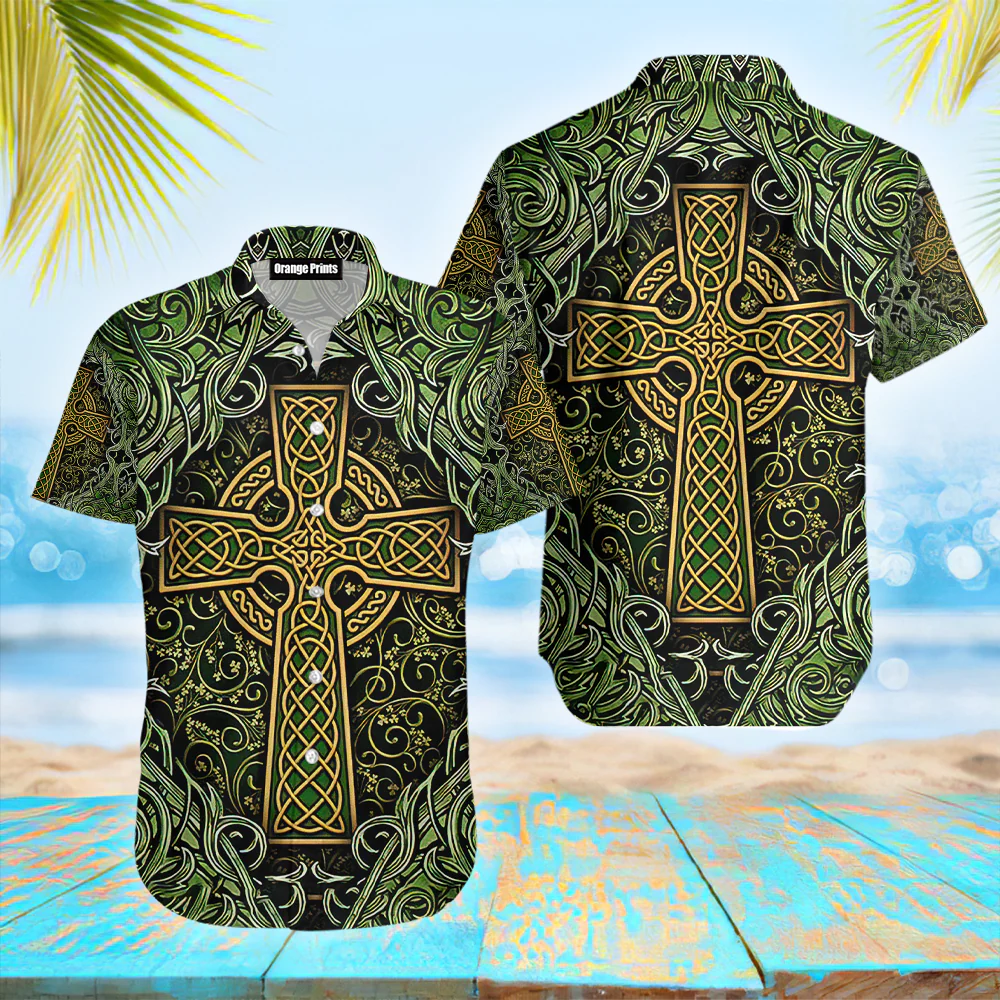 Amazing Celtic Cross St Patrick Green Trendy Hawaiian Shirt