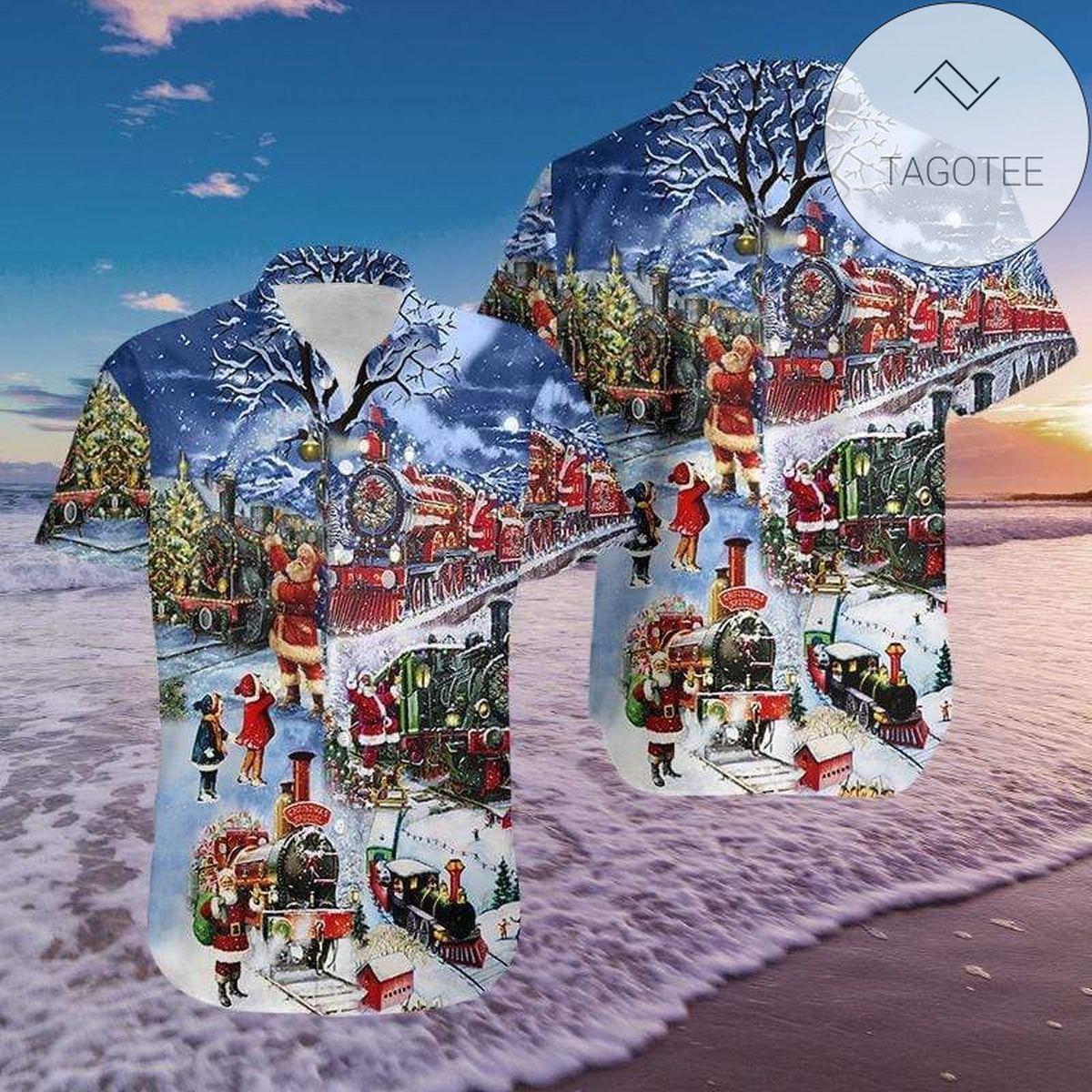 Amazing Christmas Train Santa Claus Hawaiian Shirts