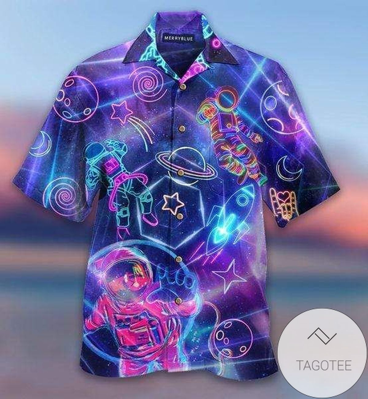 Amazing Colorful Astronaut In Outer Space Unisex Hawaiian Shirts