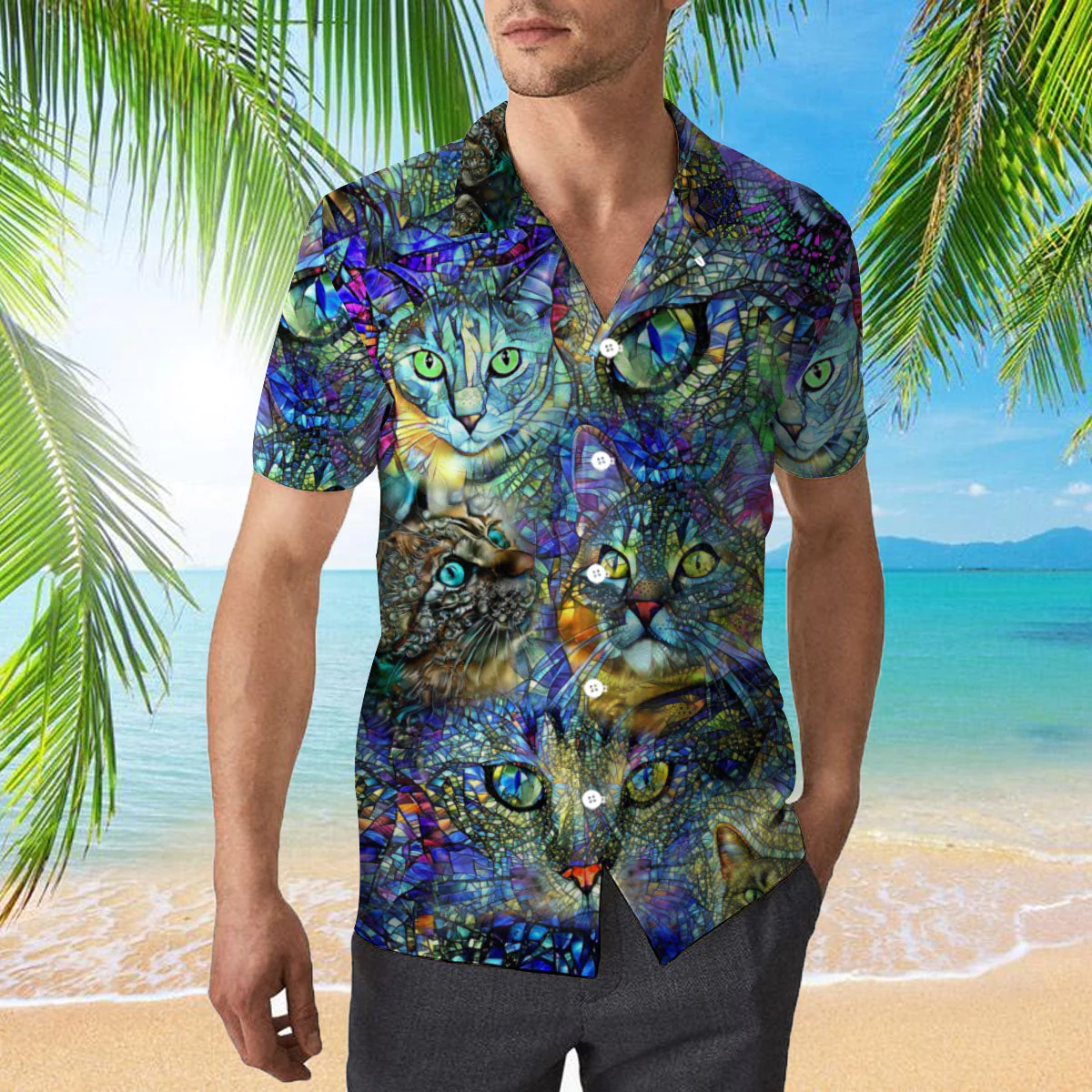 Amazing Kaleidoscope Cat Trendy Hawaiian Shirt