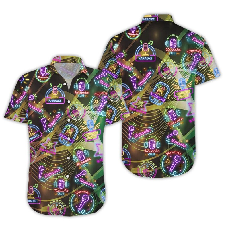 Amazing Karaoke Neon Sign Trendy Hawaiian Shirt