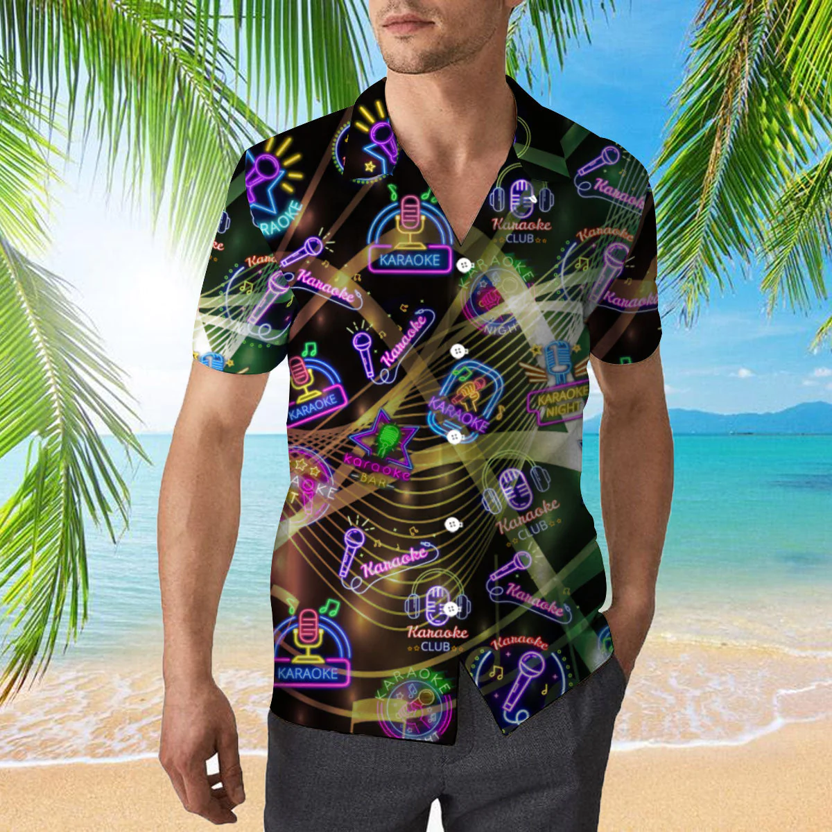 Amazing Karaoke Neon Sign Trendy Hawaiian Shirt