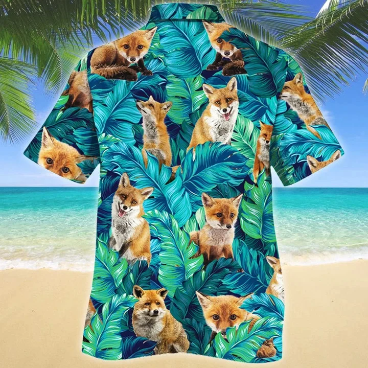 Amazing Leaves Jungle Gift For Fox Lovers Trendy Hawaiian Shirt, Summer Hawaii Shirt Family Shirt