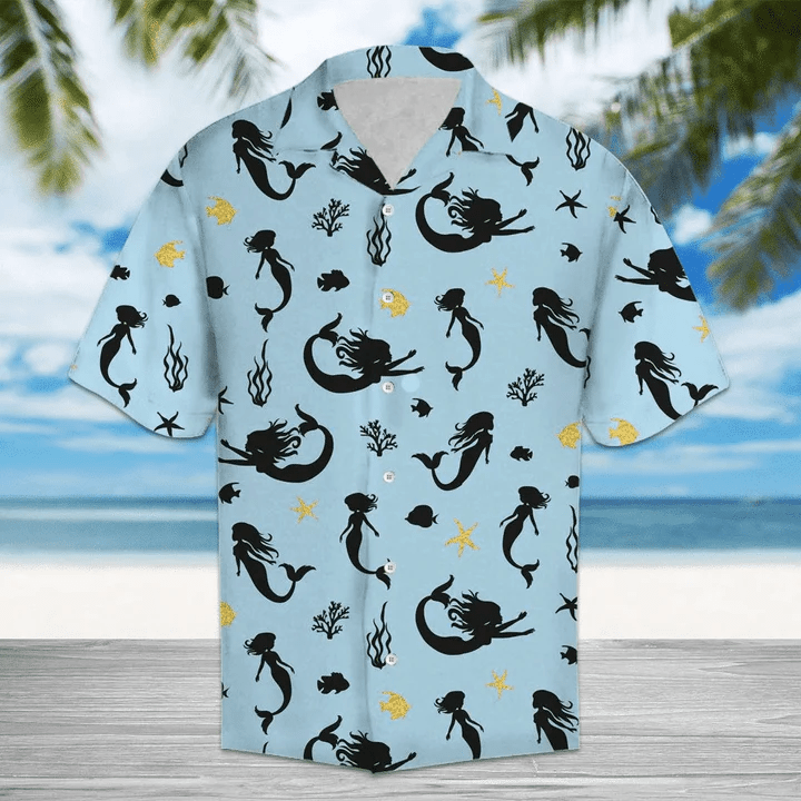 Amazing Mermaid Pattern Blue Theme Trendy Hawaiian Shirt