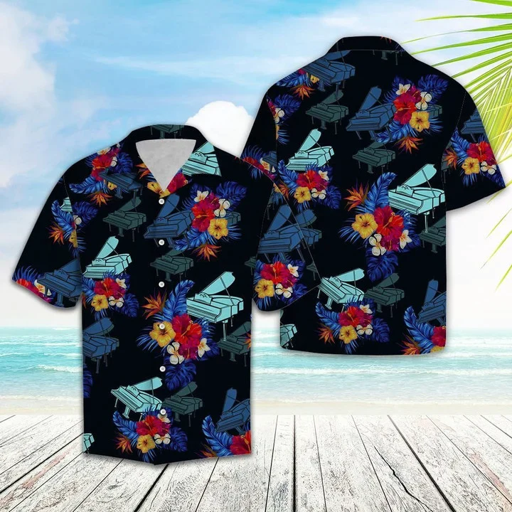 Amazing Piano With Hibiscus Design Trendy Hawaiian Shirt