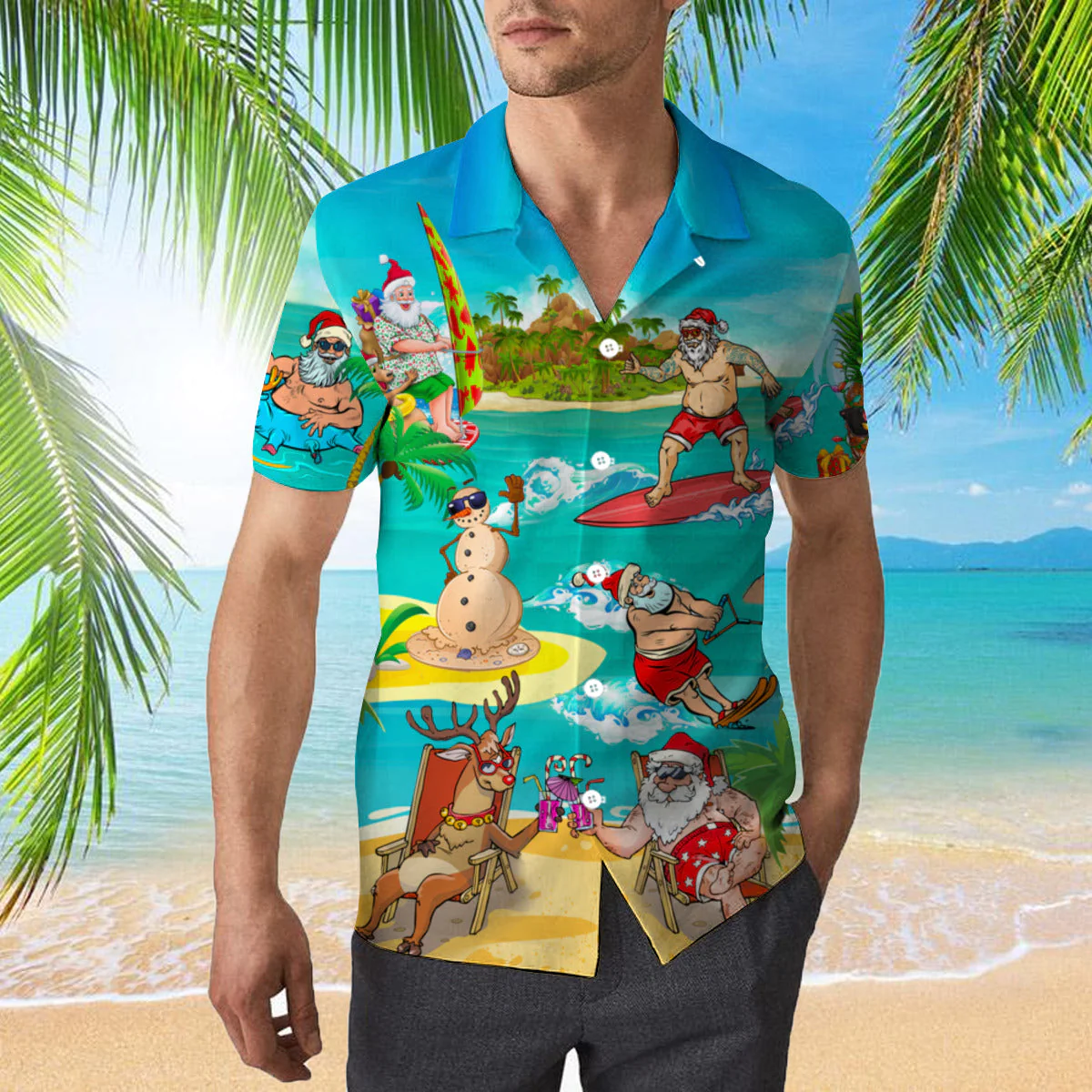 Amazing Santa Claus Holiday Summer Trendy Hawaiian Shirt