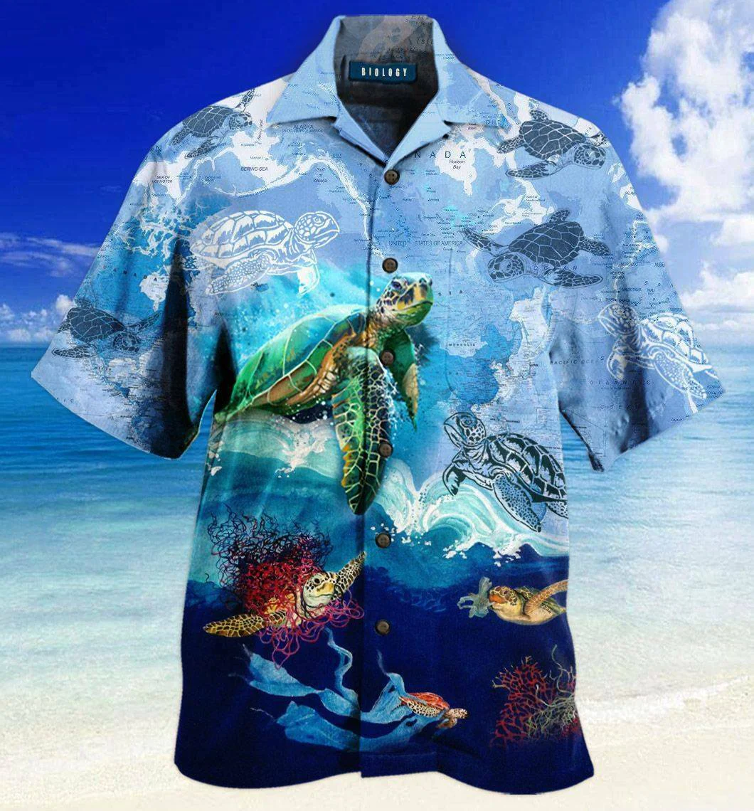 Amazing Sea Turtle Map Trendy Hawaiian Shirt, Turtle Lover Trendy Hawaiian Shirt For