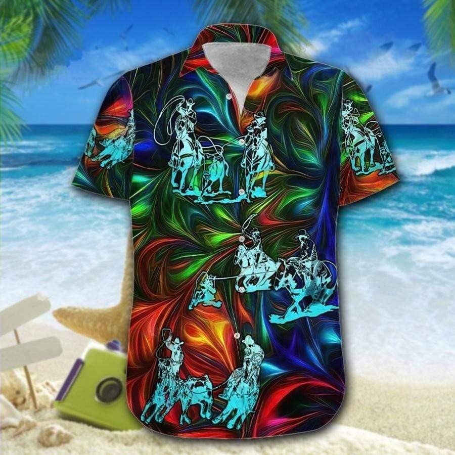 Amazing Team Roping Neon Trendy Hawaiian Shirt