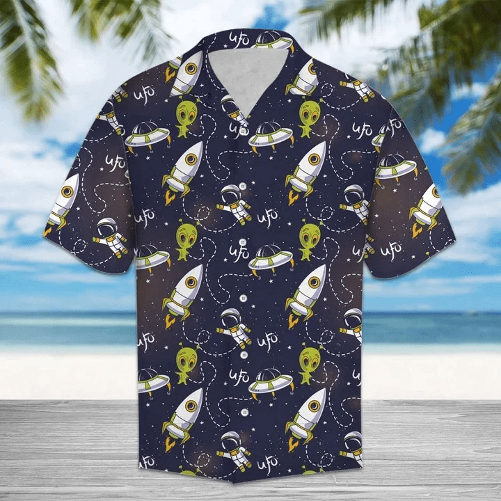 Amazing Ufo And Alien On Space Design Themed Trendy Hawaiian Shirt, Summer Hawaii Shirt