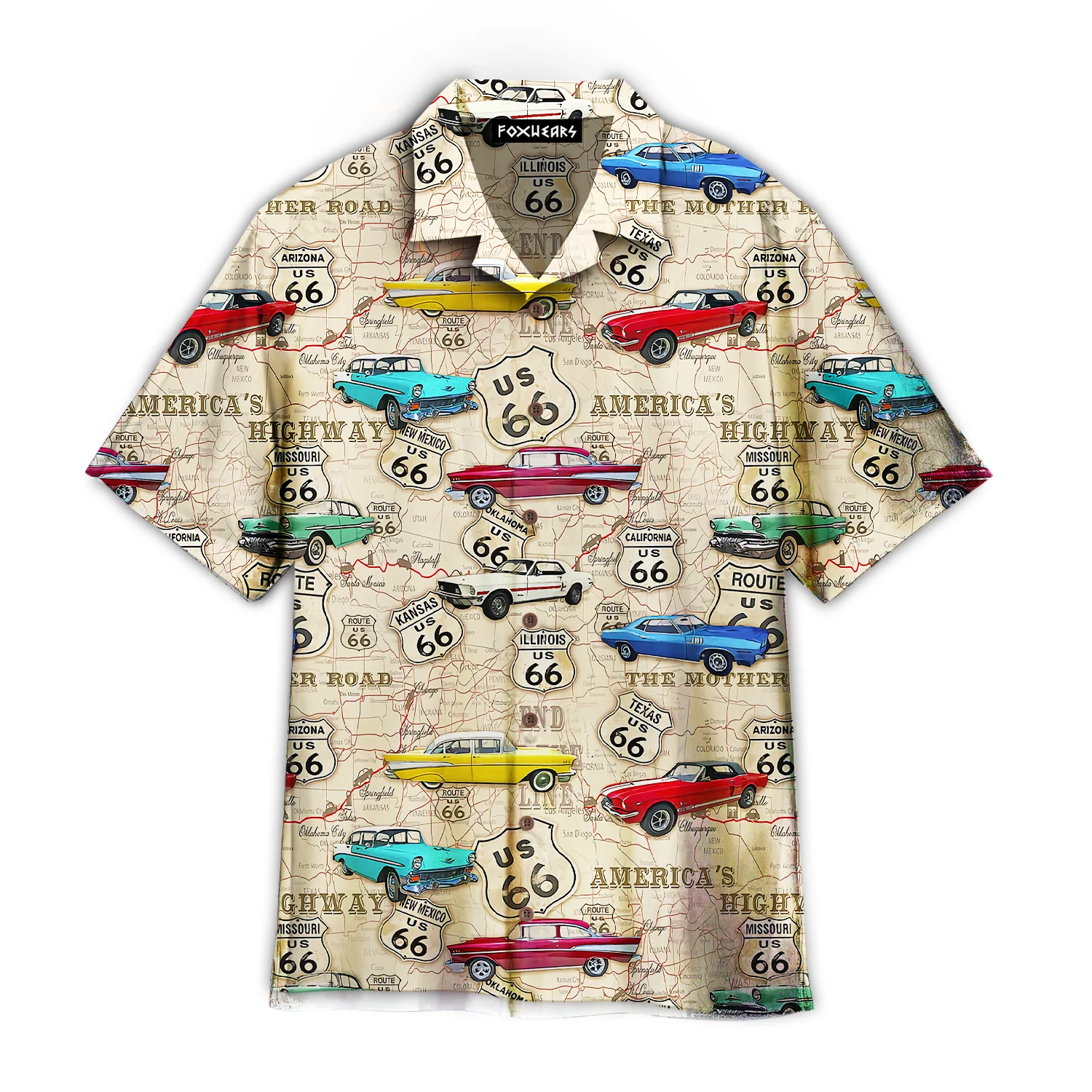 Amazing Vintage Muscle Car On Route 66 Trendy Hawaiian Shirt Aloha Shirt Amazing Vintage Muscle Car On Route 66 Trendy Hawaiian Shirt Aloha Shirt
