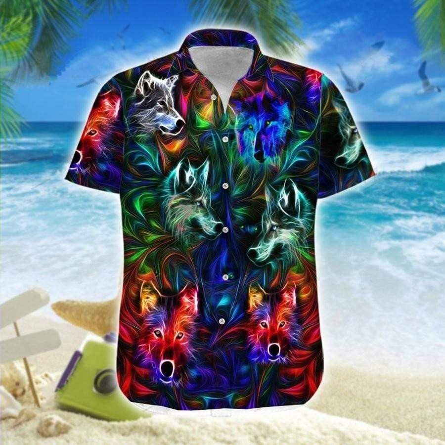 Amazing Wolf Neon Trendy Hawaiian Shirt