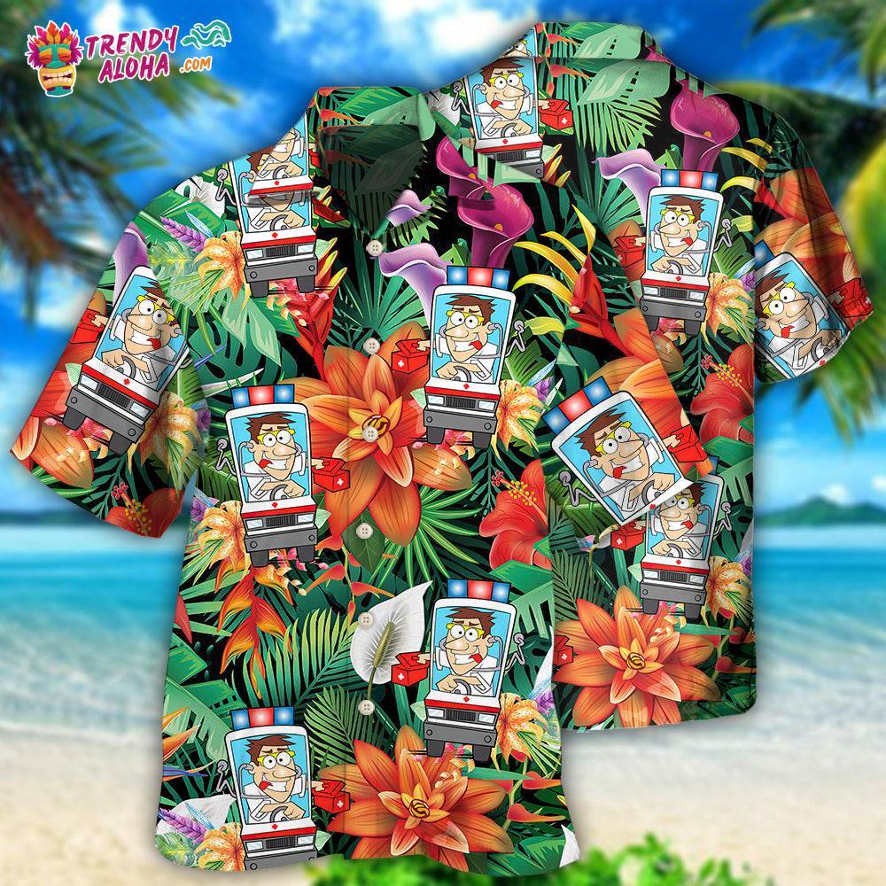 Ambulance Driver Tropical Floral Style Hawaiian Shirt – Trendy Aloha