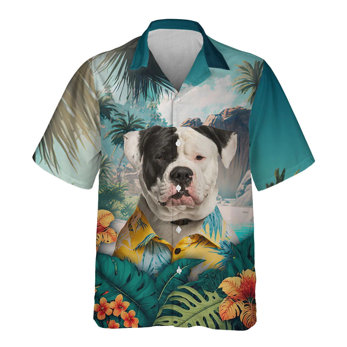Amerian Bulldog Sturdy Beauty In Vibrant 3D Hawaiian Tropical Shirt