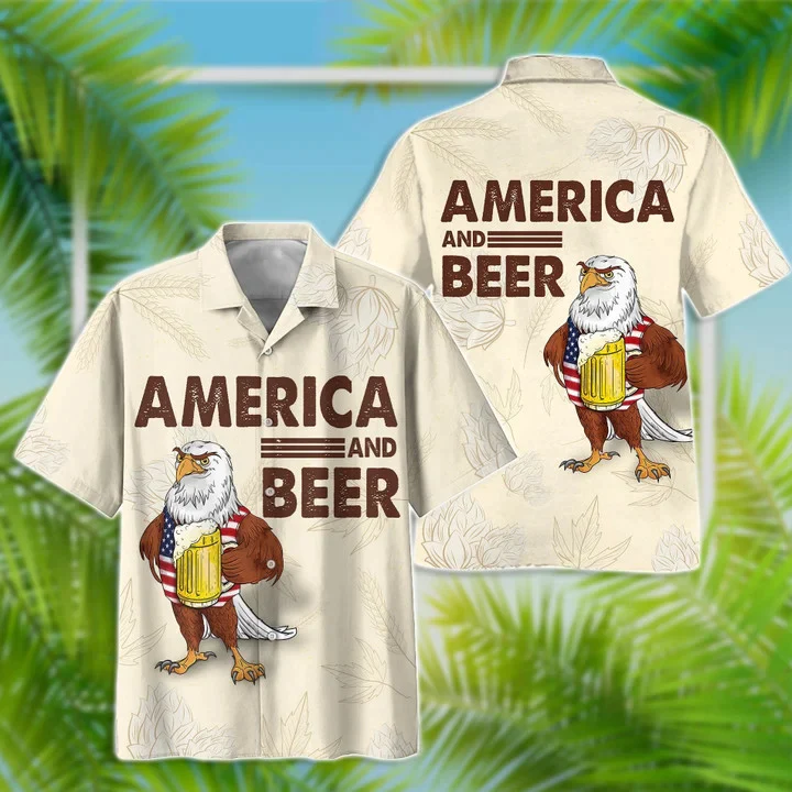 America’s Majestic Eagle with Frothy Beer Hawaiian Threads