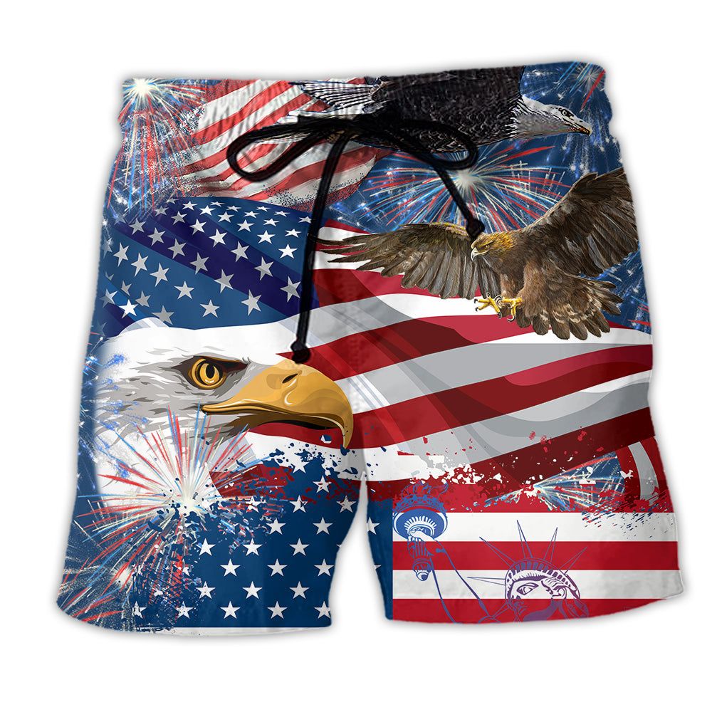 America 4Th Of July Eagle Freedom Trendy Aloha Hawaiian Beach Shorts America 4Th Of July Eagle Freedom Trendy Aloha Hawaiian Beach Shorts