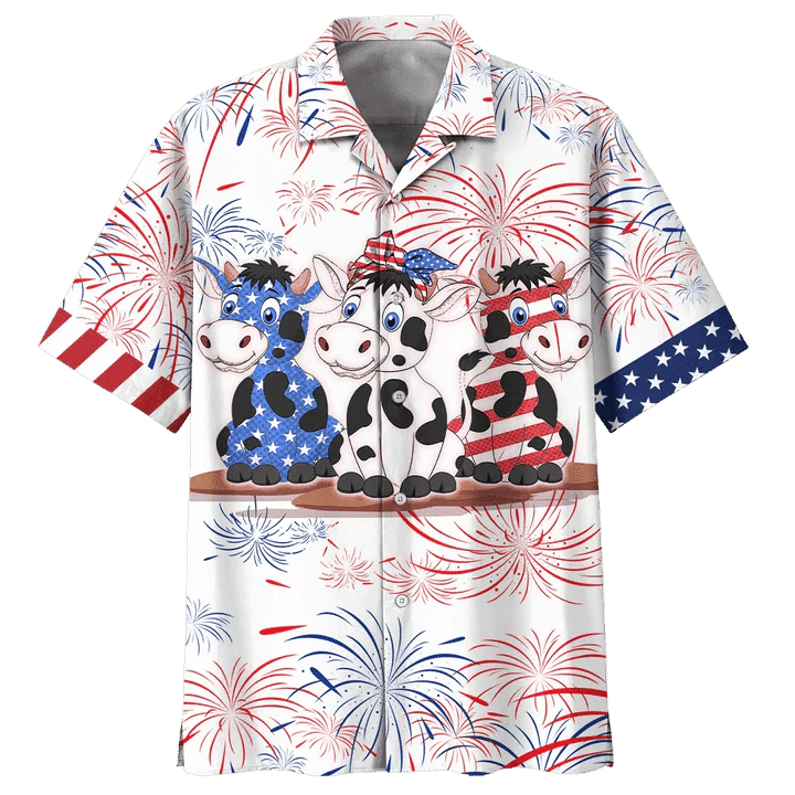 America Cow Background Design Trendy Hawaiian Shirt, Trendy Hawaiian Shirt Men