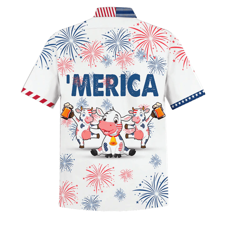 America Cow Beer Trendy Hawaiian Shirt For