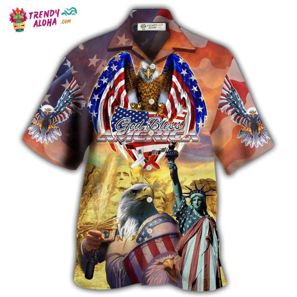 America Eagle Patriotic God Bless America America Hawaiian Shirt – Trendy Aloha