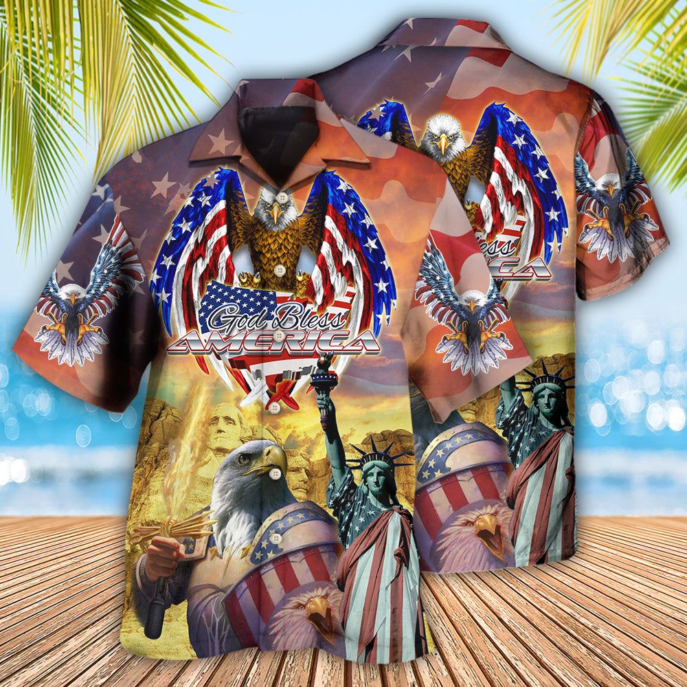 America Eagle Patriotic God Bless America America Hawaiian Shirt