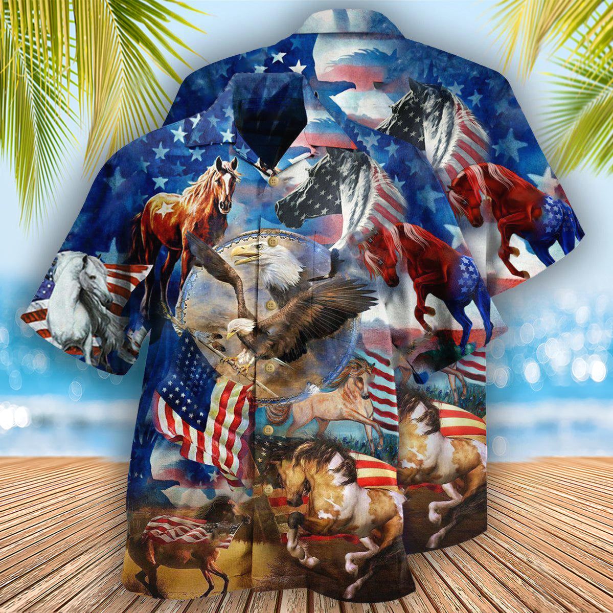 America Horse Patriotic America Hawaiian Shirt