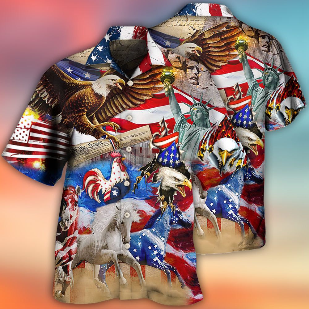 America Independence Day Animal Happy Hawaiian Shirt