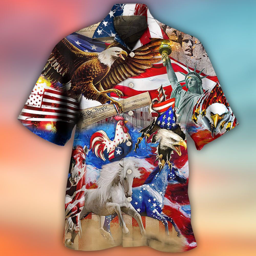 America Independence Day Animal Happy Hawaiian Shirt