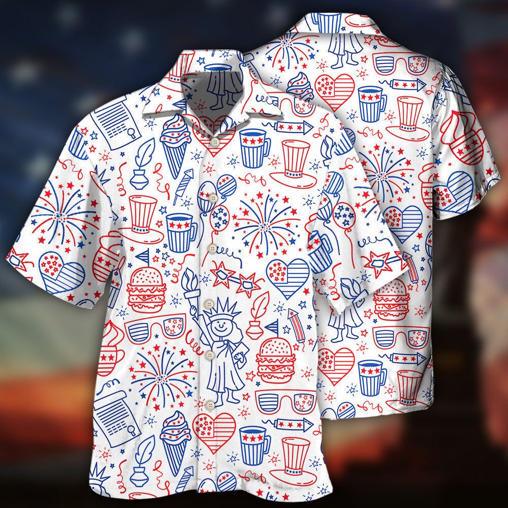 America Independence Day Fourth Of July Cool Art Hawaiian Shirt