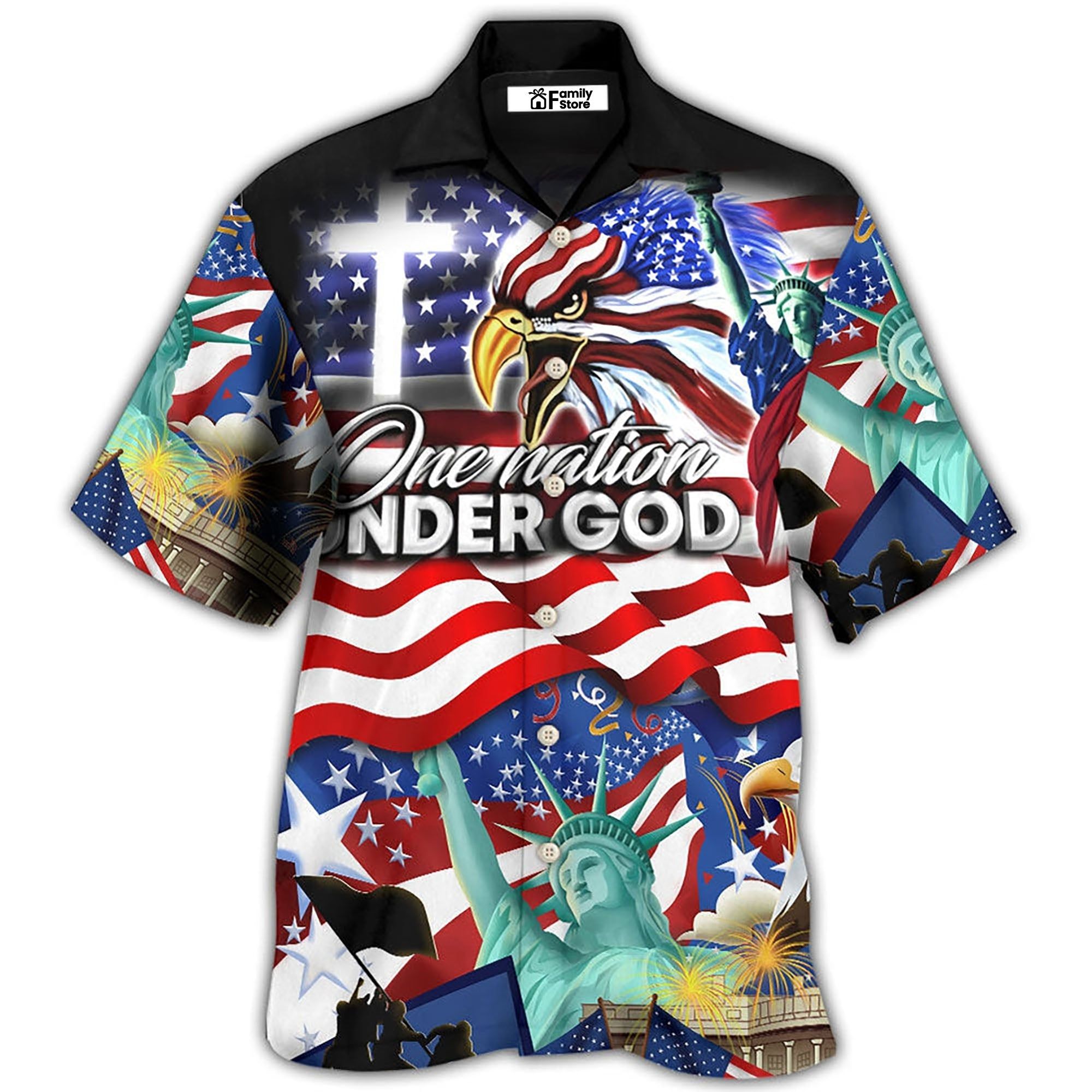America Independence Day Us One Nation Under God Hawaiian Shirt America Independence Day Us One Nation Under God Hawaiian Shirt