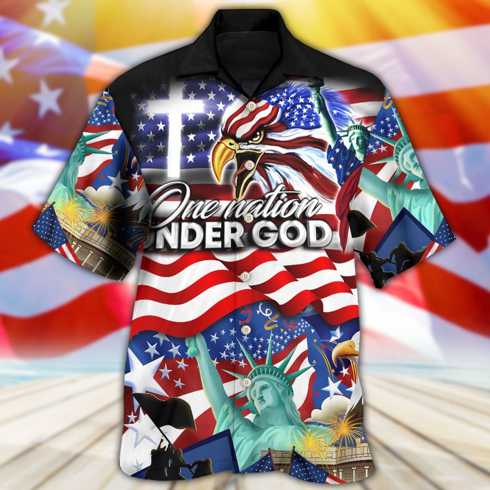 America Independence Day Us One Nation Under God Hawaiian Shirt