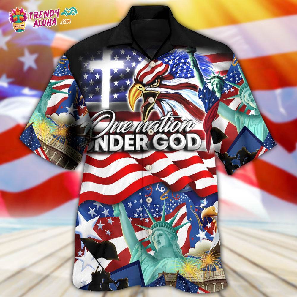 America Independence Day Us One Nation Under God Hawaiian Shirt – Trendy Aloha