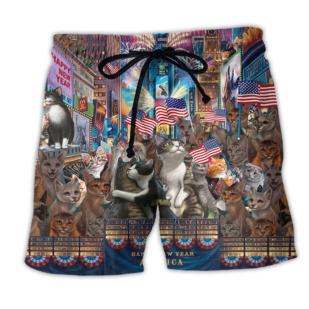 America Lets Countdown With Cats So Cute Trendy Aloha Hawaiian Beach Shorts