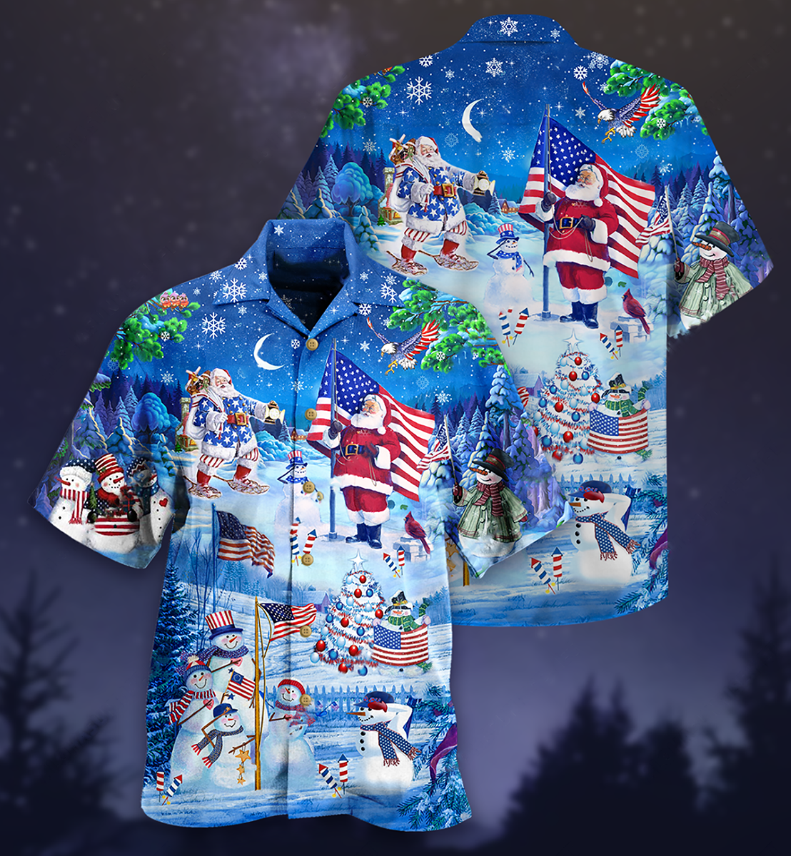 America Merry Xmas Santa Claus America Hawaiian Shirt