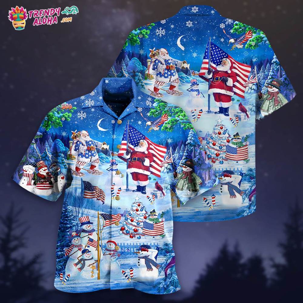 America Merry Xmas Santa Claus America Hawaiian Shirt – Trendy Aloha