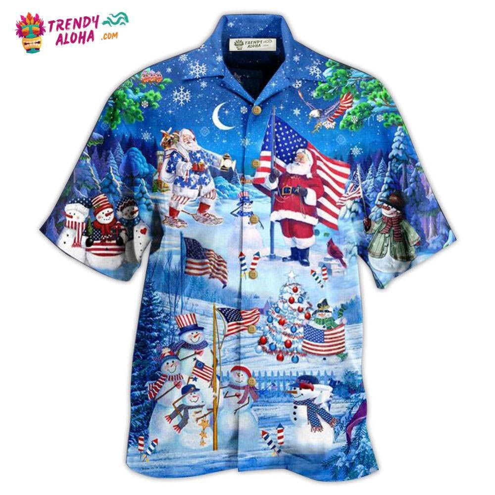America Merry Xmas Santa Claus America Hawaiian Shirt – Trendy Aloha
