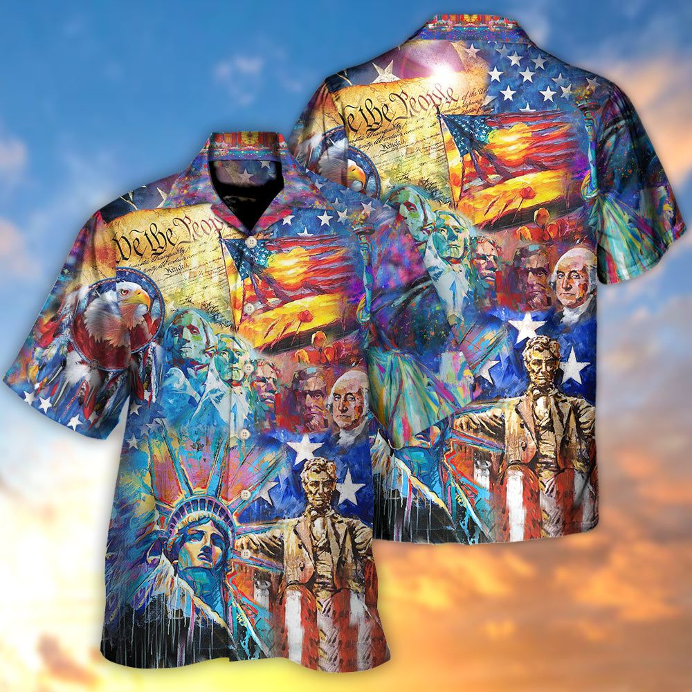 America My Patriotic Heart Beats Red White And Blue Hawaiian Shirt