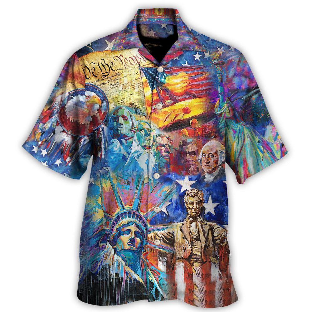 America My Patriotic Heart Beats Red White And Blue Hawaiian Shirt