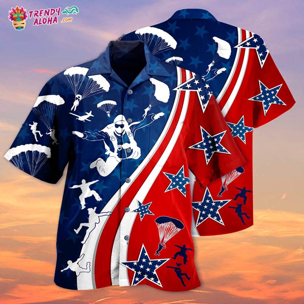 America Parachute Jump Cool Hawaiian Shirt – Trendy Aloha