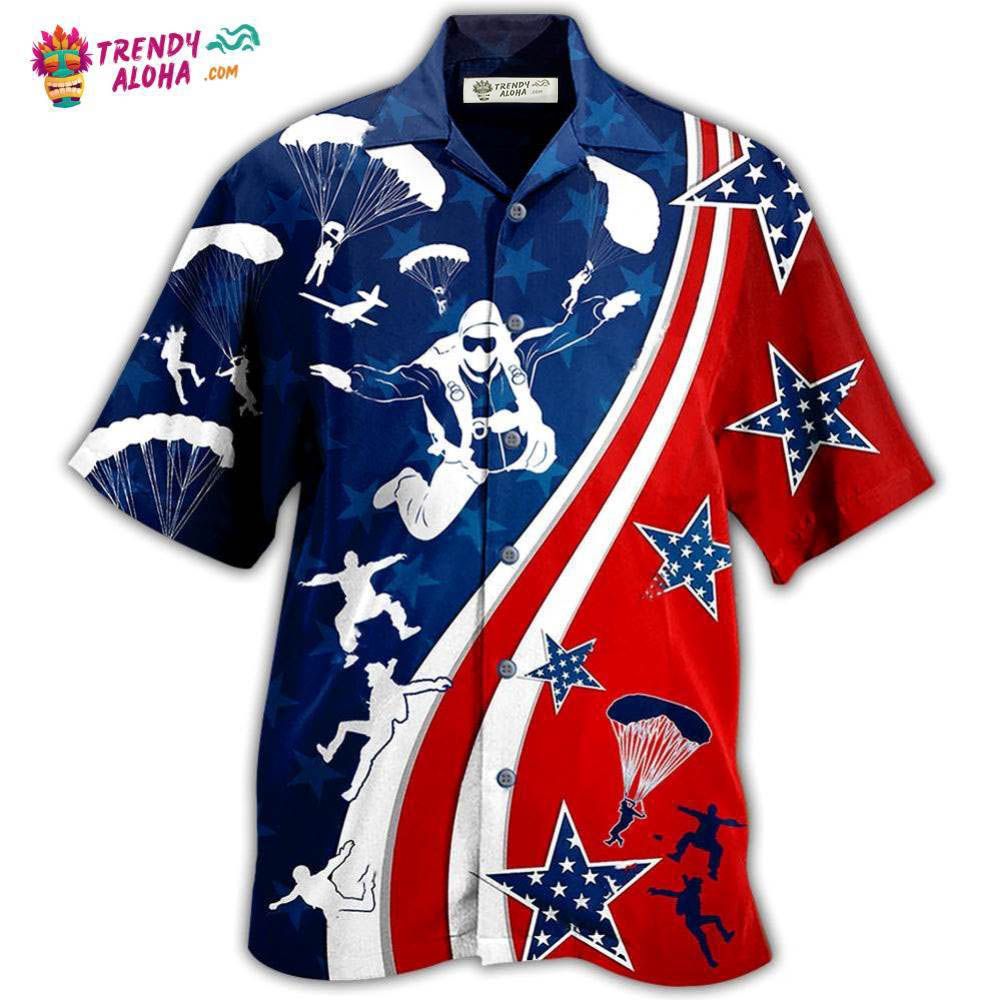 America Parachute Jump Cool Hawaiian Shirt – Trendy Aloha America Parachute Jump Cool Hawaiian Shirt – Trendy Aloha