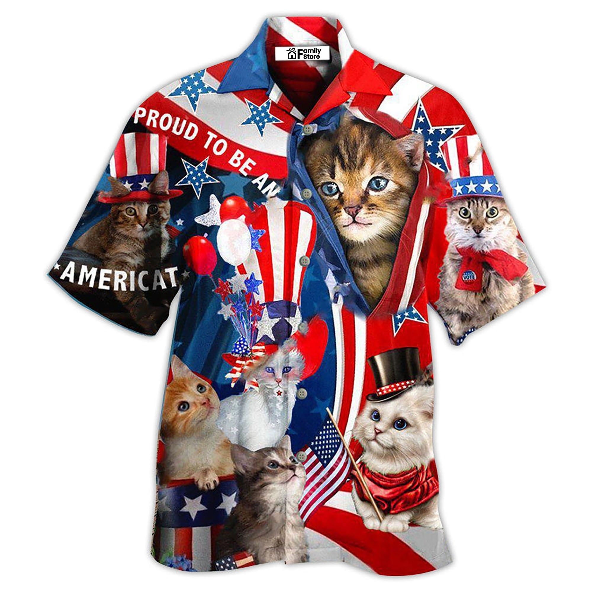 America Proud To Be An Cat Hawaiian Shirt America Proud To Be An Cat Hawaiian Shirt