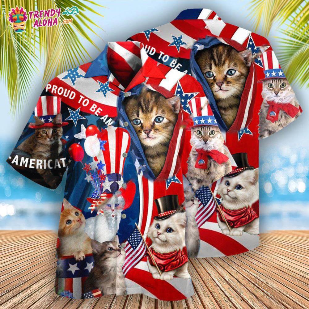 America Proud To Be An Cat Hawaiian Shirt – Trendy Aloha