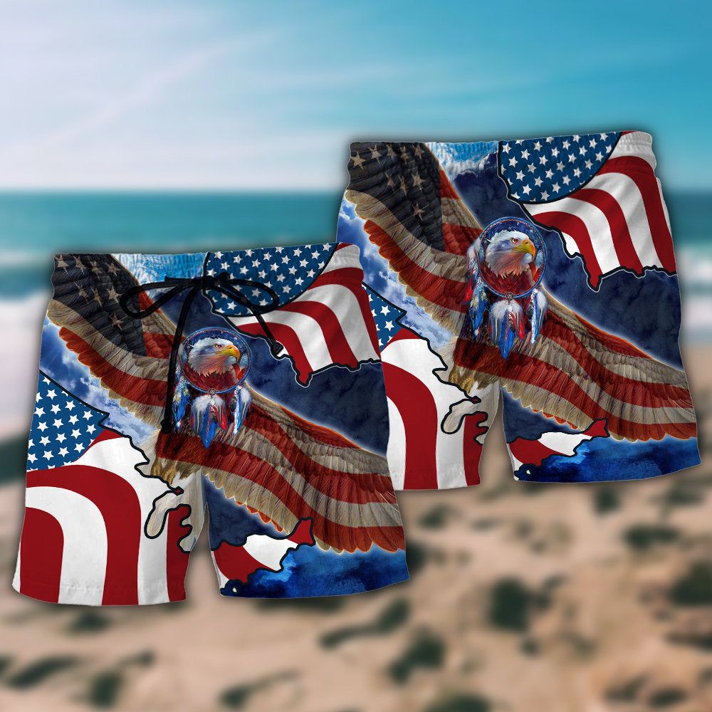 America Special Patriotic Eagle So Cool Trendy Aloha Hawaiian Beach Shorts