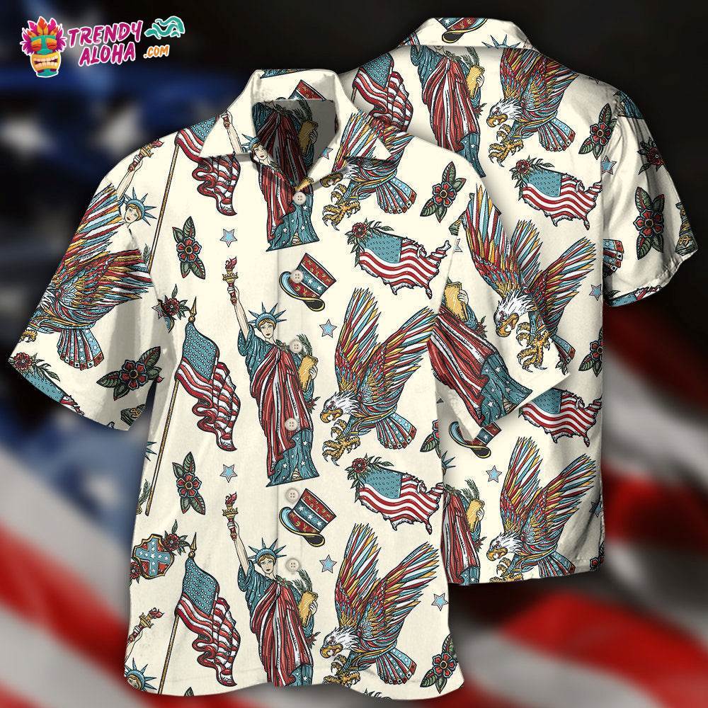 America Symbols Basic Style Hawaiian Shirt – Trendy Aloha